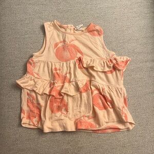 Kate Quinn Peach Print Ruffle Tank Top